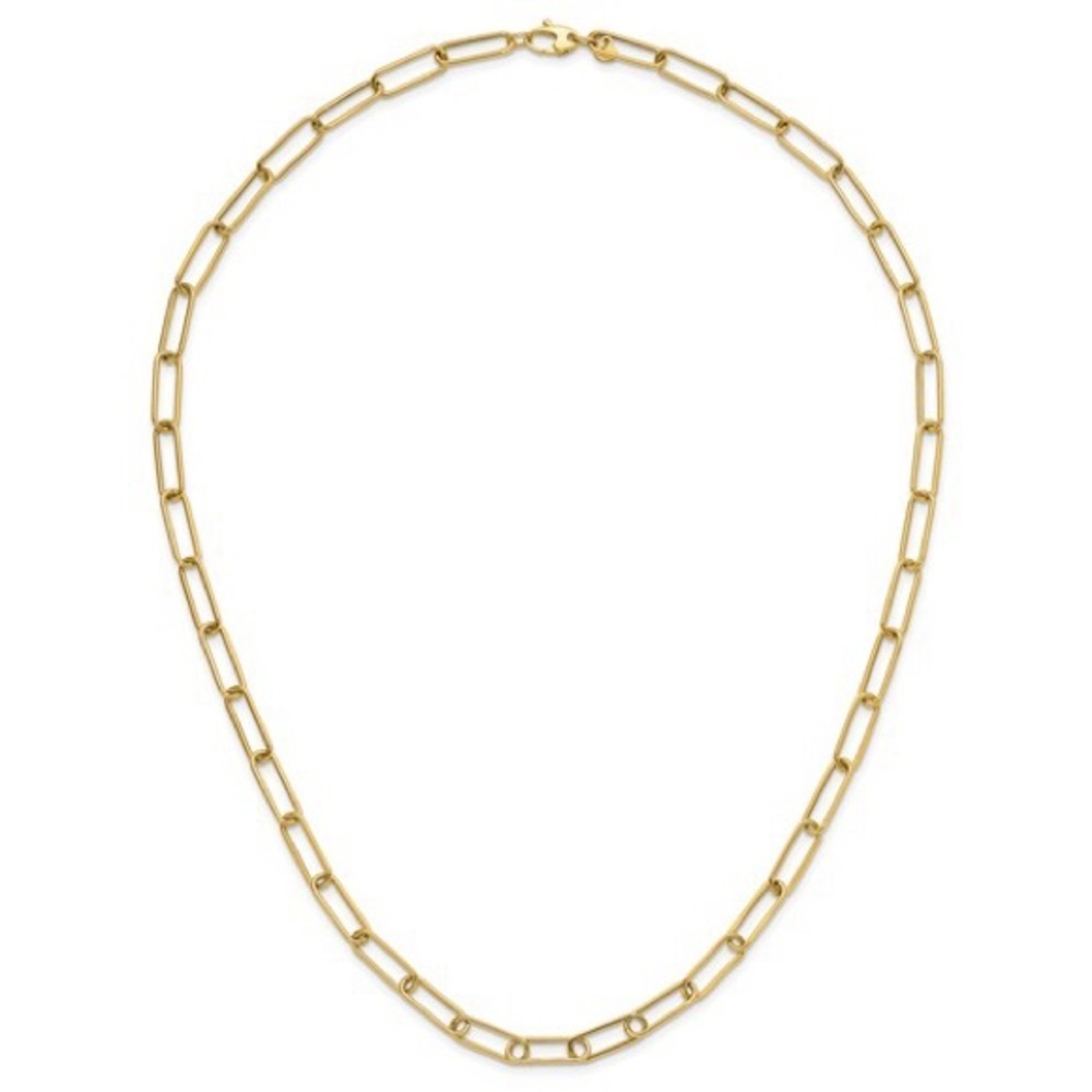 New 14k Gold 24 inch Paperclip Necklace